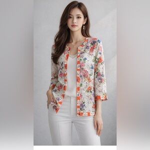 Michael Simon Floral Lace Embroidered Jacket Silk Trim Boho
Art Cardigan/woman L